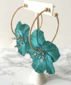 Aretes - Argollas - Hoop Earrings - Panameñita Vida Mía - Empapelarte - Turquesa