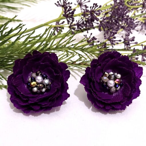 ARETES PEONIA HECHO A MANO - EMPAPELARTE - SHOPTROPICAL EDGE