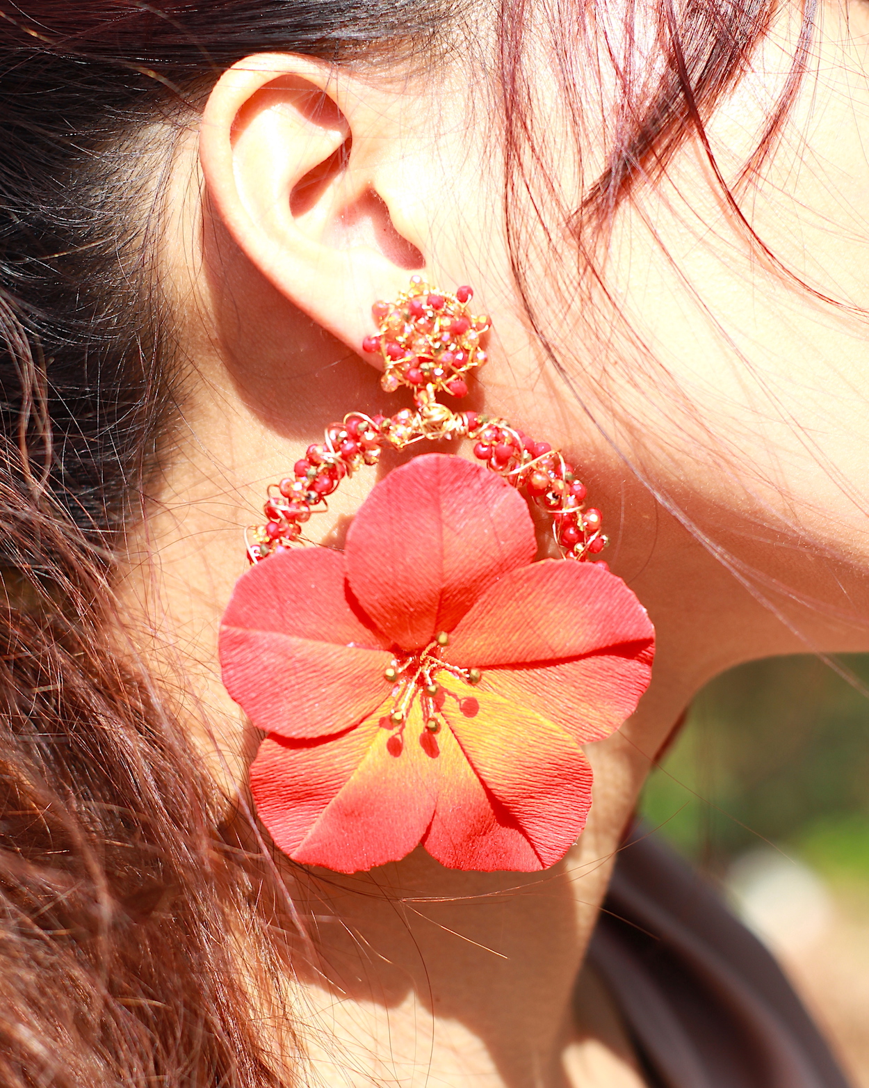 Buy Korean Fashion Designer Studded Red Flower Pearl Earrings for Women and  Girls Lovely Earring Wedding Diamond Earrings at Amazon.in
