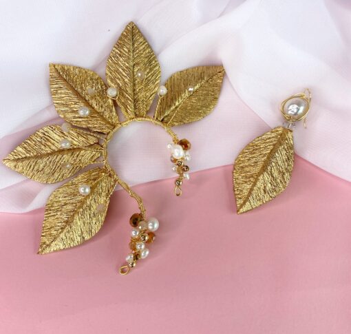 Aretes Earcuff Nela - Earcuff Earrings Nela - Shop tropical edge  - Dorado