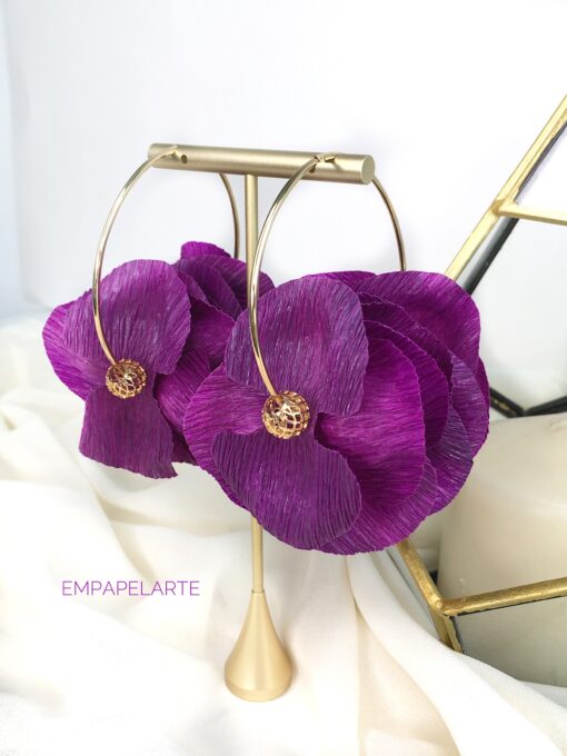 Aretes - Argollas - Hoops earrings - Baila Morena - EMPAPELARTE - Shop Tropical Edge - Morado