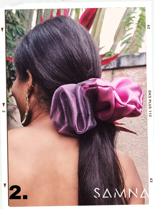 ganza and satin scrunchies - cola de cabello de organza y satin