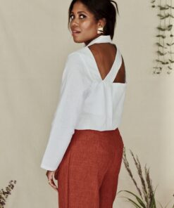 Pantalon largo de mujer - camisa manga larga de mujer - Harriet Pants - Greta blouse - SAMNA - NATALIE SAMPSON