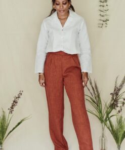 Pantalon largo de mujer - camisa manga larga de mujer - Harriet Pants - Greta blouse - SAMNA - NATALIE SAMPSON