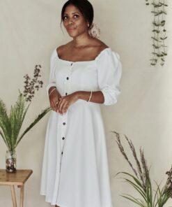 Vestido Blanco Midi - SAMNA - Rosa Dress - Natalie Sampson