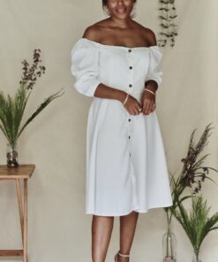 Vestido Blanco Midi - SAMNA - Rosa Dress - Natalie Sampson