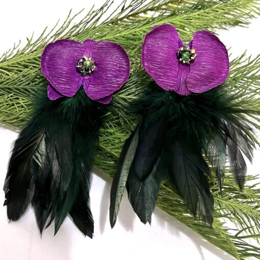 ARETES HECHOS A MANO CON PLUMAS - EMPAPELARTE - SHOPTROPICAL EDGE